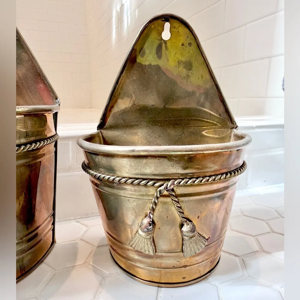 Vintage Brass Wall Planters (Set of 3)
